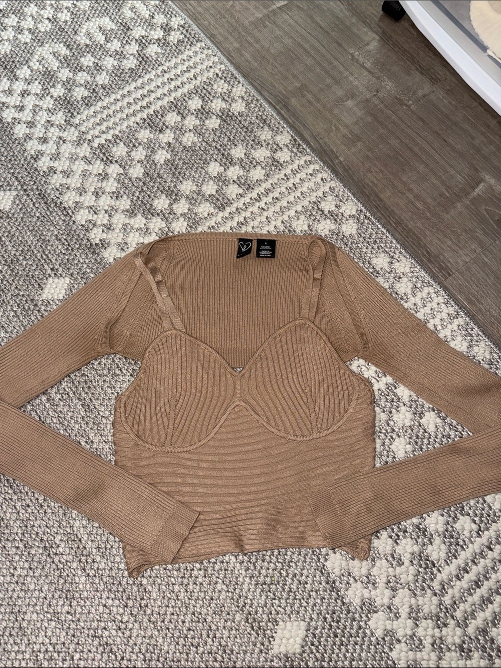 Windsor Ribbed Bustier Crop Top in Brown